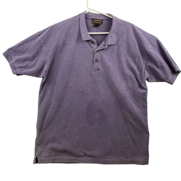 Eddie Bauer Men's L Purple Short-Sleeve Polo Shirt 100% Cotton STAINS - Picture 1 of 5